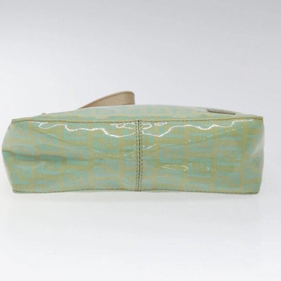 FENDI Zucchino Canvas Hand Bag Peppermint Silver Auth bs24337 - Picture 10 of 16